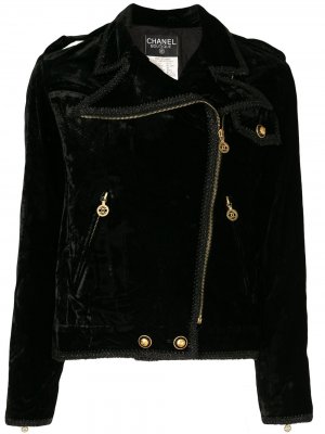 Байкерская куртка 1993-го года Chanel Pre-Owned. Цвет: черный