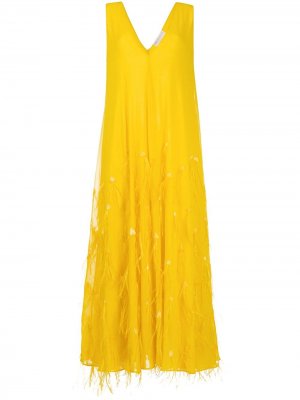 Вечернее платье с перьями Emilio Pucci. Цвет: желтый