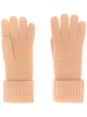 Трикотажные перчатки в рубчик N.Peal. Цвет: нейтральные цвета