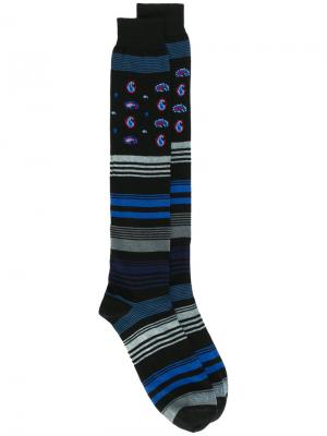 Полосатые носки с цветочным принтом Etro. Цвет: none