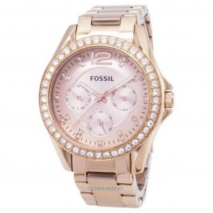 Многофункциональные женские часы  Riley с кристаллами розового золота ES2811 Fossil