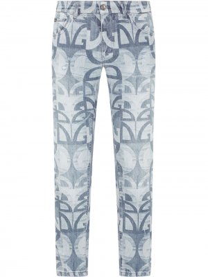 Прямые джинсы с принтом Dolce & Gabbana. Цвет: синий