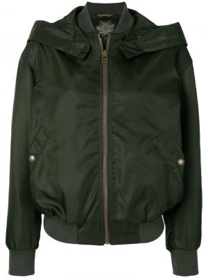 Куртка-бомбер с капюшоном Mr & Mrs Italy. Цвет: зеленый