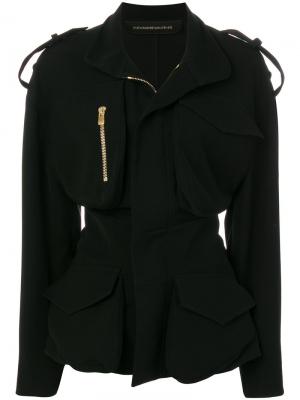 Куртка на молнии с присборенной талией Alexandre Vauthier. Цвет: черный
