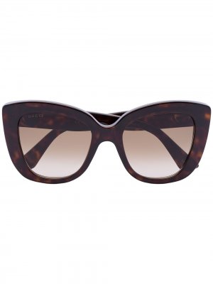Солнцезащитные очки Havana в оправе кошачий глаз Gucci Eyewear. Цвет: коричневый
