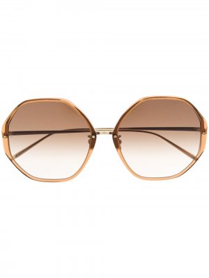 Солнцезащитные очки Alona в геометричной оправе Linda Farrow. Цвет: коричневый