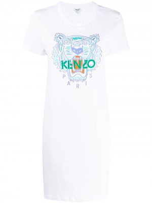 Платье-футболка с вышивкой Kenzo. Цвет: белый