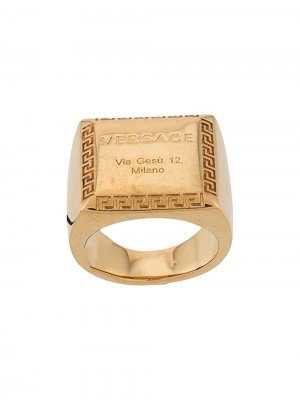Перстень Greca с логотипом Versace. Цвет: золотистый