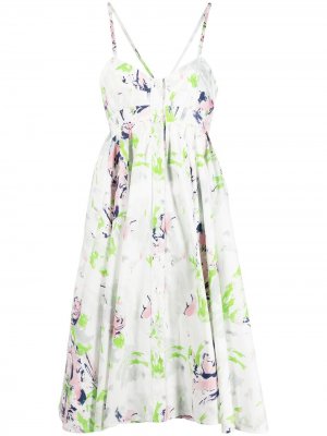 Расклешенное платье миди с цветочным принтом Philosophy Di Lorenzo Serafini. Цвет: белый