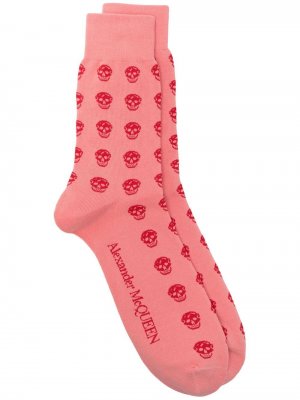 Жаккардовые носки с узором Skull Alexander McQueen. Цвет: розовый