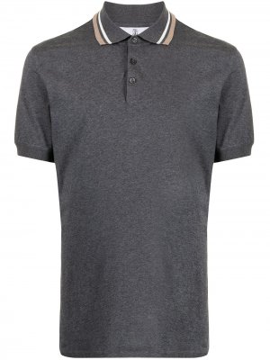 Рубашка поло с контрастным воротником Brunello Cucinelli. Цвет: серый