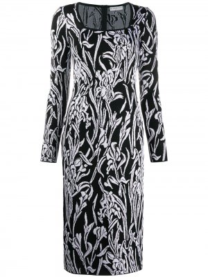 Платье миди с цветочным узором Givenchy. Цвет: черный