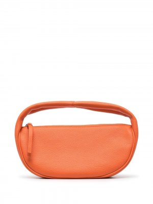 Фактурная сумка-тоут из зернистой кожи BY FAR. Цвет: оранжевый