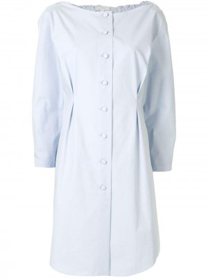 Платье-рубашка со сборками Delpozo. Цвет: синий