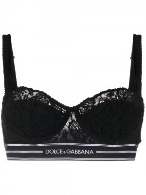 Кружевной бюстгальтер-балконет на косточках Dolce & Gabbana. Цвет: черный