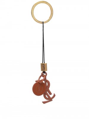 Брелок для ключей с логотипом Saint Laurent. Цвет: коричневый