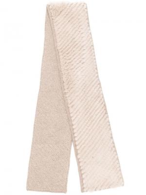 Норковый шарф в полоску Liska. Цвет: нейтральные цвета