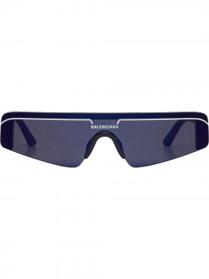 Солнцезащитные очки Ski в прямоугольной оправе Balenciaga Eyewear. Цвет: синий