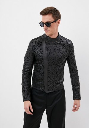 Куртка кожаная Emporio Armani. Цвет: черный