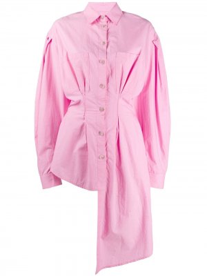 Приталенная рубашка асимметричного кроя Natasha Zinko. Цвет: розовый