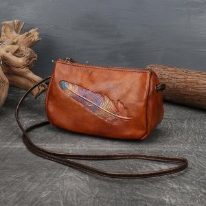 Винтажные сумки на плечо с тиснением перьев для женщин, сумка через из натуральной кожи, роскошная женская сумка, модная GZW Baellerry