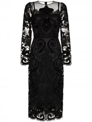 Кружевное платье миди Dolce & Gabbana. Цвет: черный