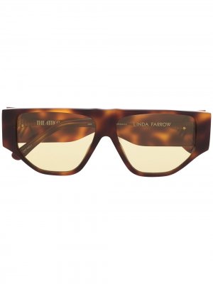Солнцезащитные очки в массивной оправе Linda Farrow. Цвет: золотистый