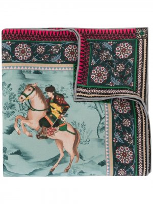 Платок Mongolian Horsemen с принтом Shanghai Tang. Цвет: зеленый
