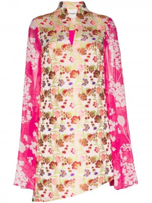 Платье миди с цветочным принтом Shuting Qiu. Цвет: розовый
