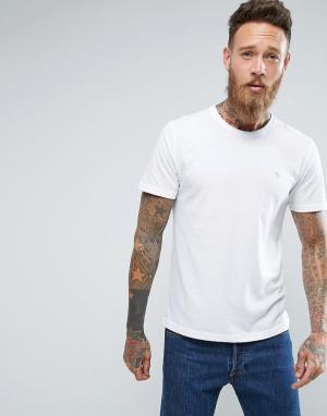 Белая зауженная футболка с круглым вырезом Abercrombie & Fitch. Цвет: белый