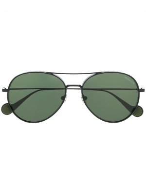 Солнцезащитные очки-авиаторы в круглой оправе Moncler Eyewear. Цвет: черный