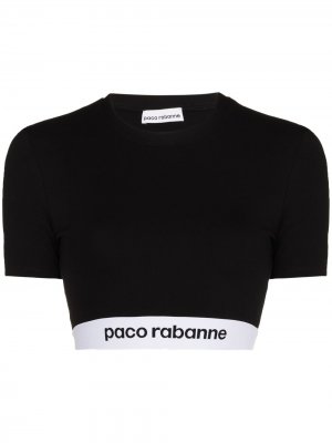 Укороченный топ с логотипом Paco Rabanne. Цвет: черный