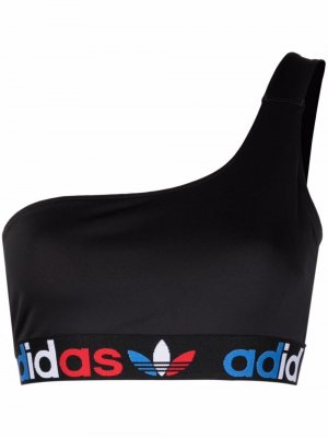 Спортивный топ на одно плечо Adicolor adidas. Цвет: черный