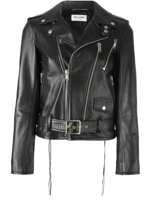 Классическая байкерская куртка Saint Laurent. Цвет: черный