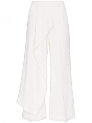 Асимметричные брюки с принтом Roland Mouret. Цвет: белый
