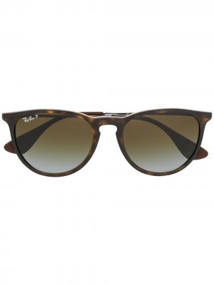 Круглые солнцезащитные очки черепаховой расцветки Ray-Ban. Цвет: коричневый