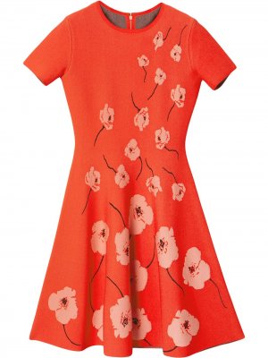 Расклешенное платье с цветочным принтом Carolina Herrera. Цвет: красный