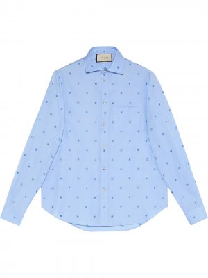 Рубашка из ткани филькупе Gucci. Цвет: синий