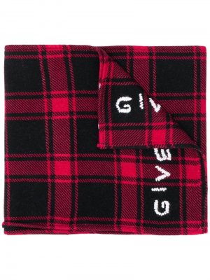Клетчатый шарф с логотипом Givenchy. Цвет: красный