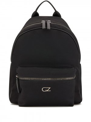 Рюкзак на молнии с металлическим логотипом Giuseppe Zanotti. Цвет: черный
