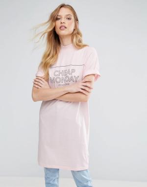 Платье-футболка с логотипом Cheap Monday. Цвет: розовый