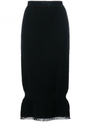 Трикотажная юбка с бахромой pre-owned Christian Dior. Цвет: черный