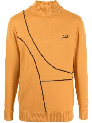 Джемпер с высоким воротником и контрастными полосками A-COLD-WALL*. Цвет: оранжевый