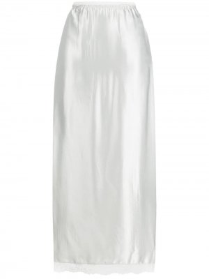 Юбка макси с кружевной отделкой MM6 Maison Margiela. Цвет: серый