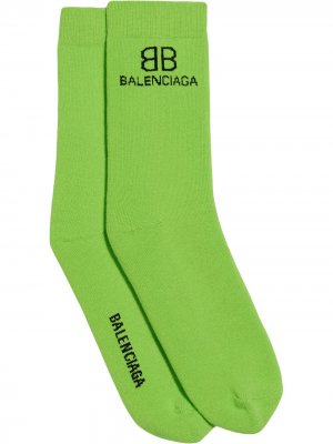 Носки с вышитым логотипом Balenciaga. Цвет: зеленый