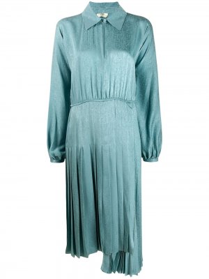Платье-рубашка с плиссировкой Fendi. Цвет: синий