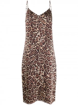 Платье-комбинация с леопардовым принтом Equipment. Цвет: черный
