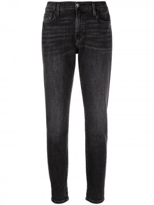 Укороченные джинсы средней посадки FRAME. Цвет: черный