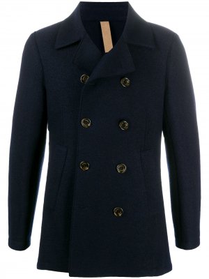 Двубортное пальто Eleventy. Цвет: синий