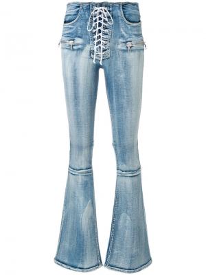 Расклешенные джинсы со шнуровкой Unravel Project. Цвет: синий